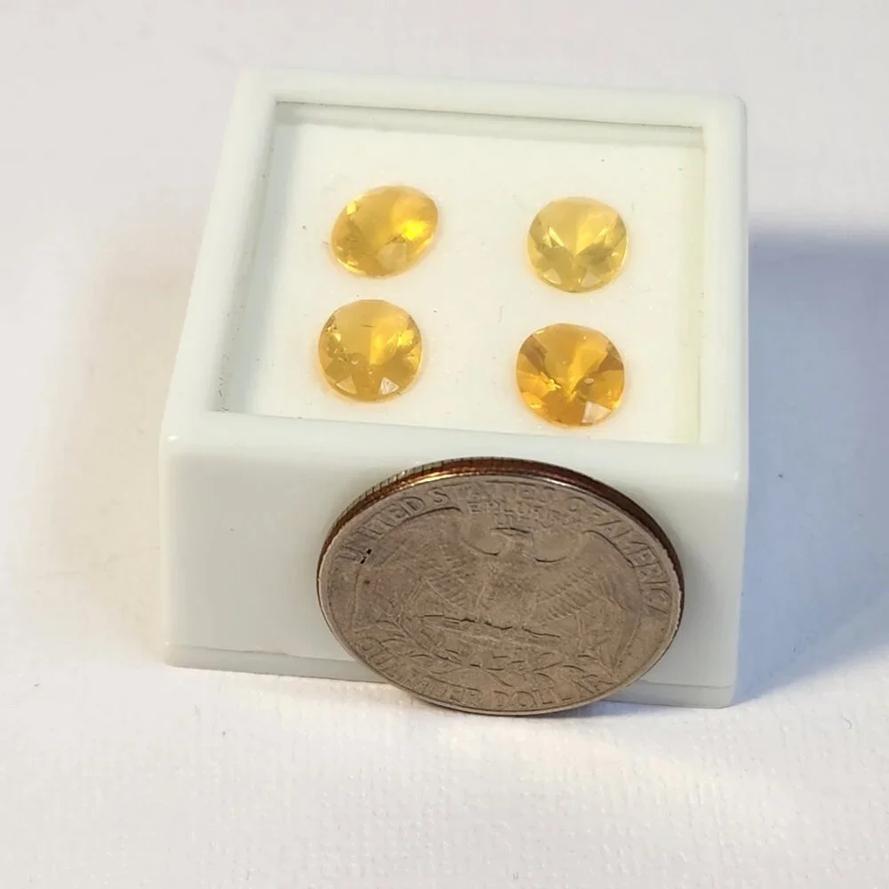 VTG Labeled Genuine Fire Opal 4.91ctw 9x7mm Oval Set of 4 Loose Gemstones - Picture 5 of 9